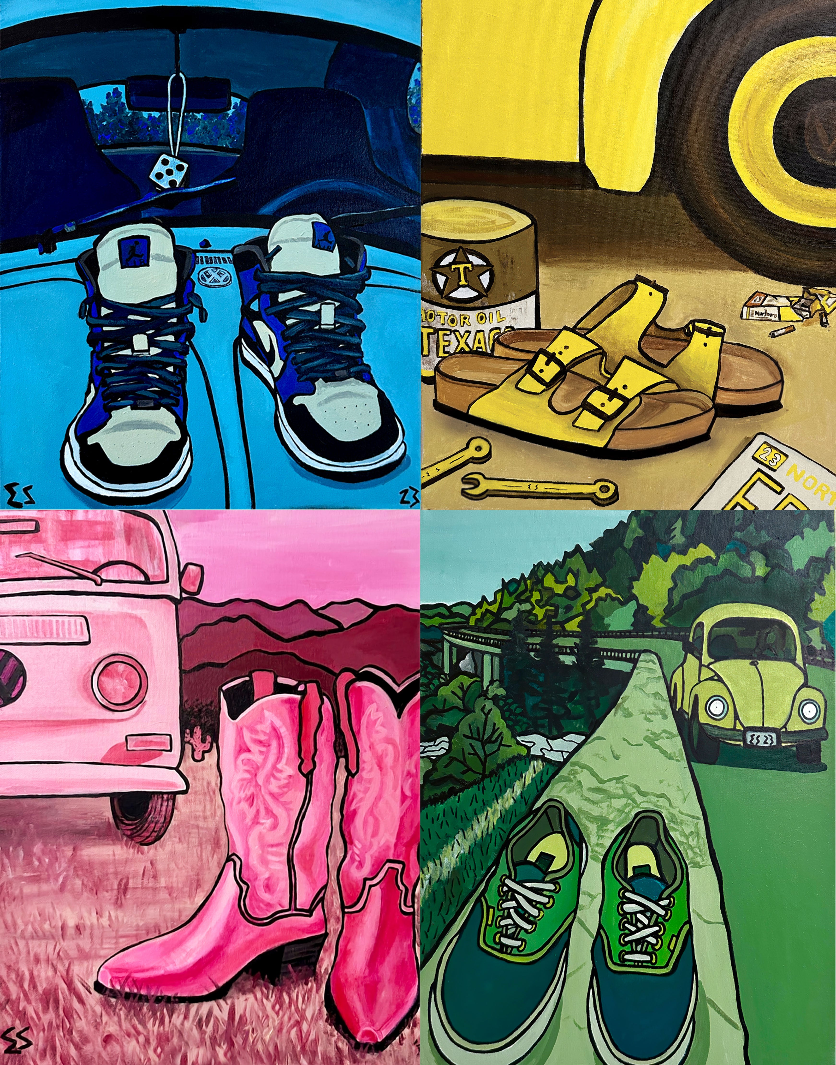4 Canvas Series "VW's and Shoes"